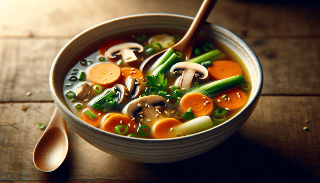 A warm vegetable miso soup image